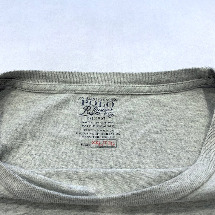 ポロラルフローレン 古着 ロンT 刺繍ロゴ ライトグレー XXL