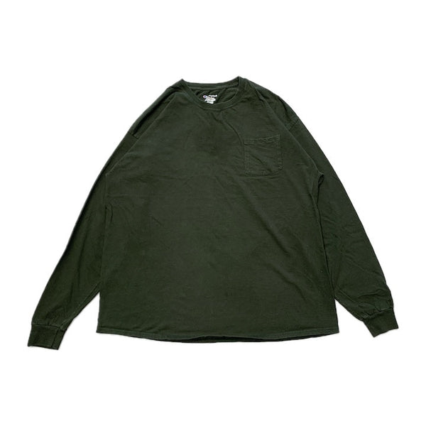 チャンピオン 古着 ロンT カーキ 刺繍ロゴ XXL