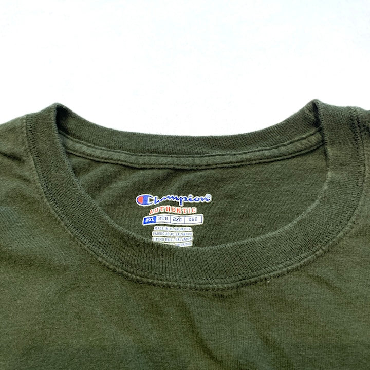 チャンピオン Champion ロンT カーキ 刺繍ロゴ メンズXXL
