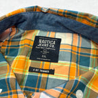 ノーティカジーンズ Nautica Jeans 長袖シャツ チェック オレンジ メンズXXL