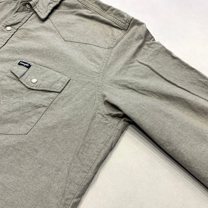 ラングラー Wrangler 長袖シャツ ウエスタンシャツ グレー メンズXXL