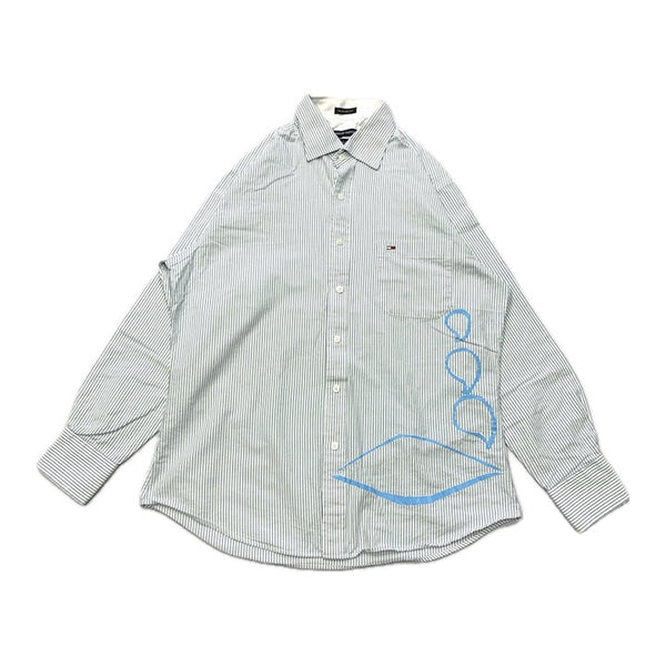 トミーヒルフィガー 古着 長袖シャツ  80's 2ply fabric XXL