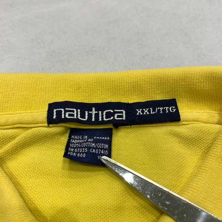 ノーティカ NAUTICA 半袖ポロシャツ 刺繍ロゴ イエロー メンズXXL