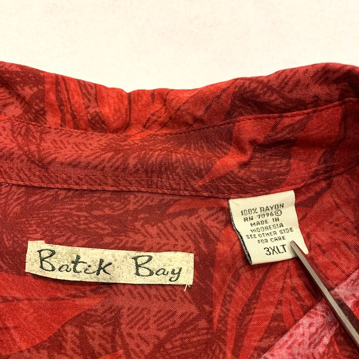 バティックベイ Batik Bay 半袖シャツ アロハシャツ レッド 赤 総柄 メンズ3XL
