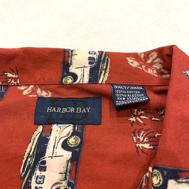 ハーバーベイ Harbor Bay 半袖シャツ アロハシャツ 車 総柄 メンズ3XL