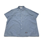 ディッキーズ Dickies 半袖シャツ ワークシャツ スカイブルー 無地 メンズ3XL