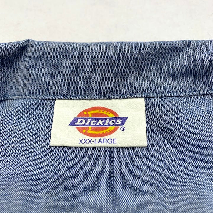 ディッキーズ Dickies 半袖シャツ ワークシャツ スカイブルー 無地 メンズ3XL