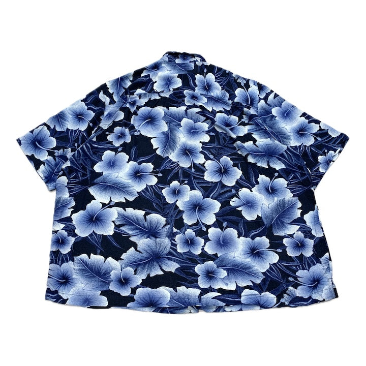 ジョージ George 半袖シャツ アロハシャツ ブルー 総柄 メンズ3XL