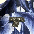 ジョージ George 半袖シャツ アロハシャツ ブルー 総柄 メンズ3XL