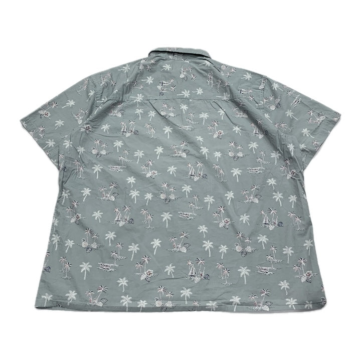 ノーブランド 古着 半袖シャツ アロハシャツ ライトグリーン XXL