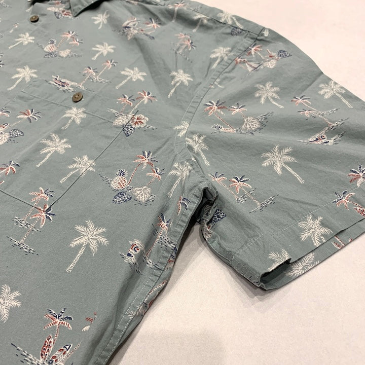 ノーブランド 古着 半袖シャツ アロハシャツ ライトグリーン XXL