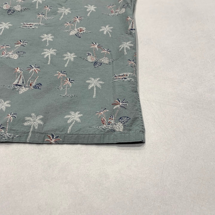 ノーブランド 古着 半袖シャツ アロハシャツ ライトグリーン XXL