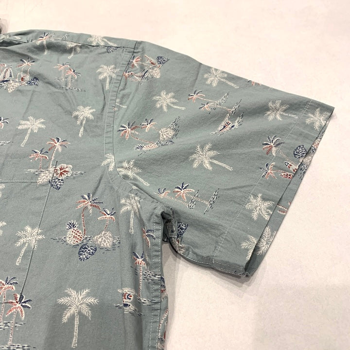 ノーブランド 古着 半袖シャツ アロハシャツ ライトグリーン XXL