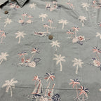 ノーブランド 古着 半袖シャツ アロハシャツ ライトグリーン XXL