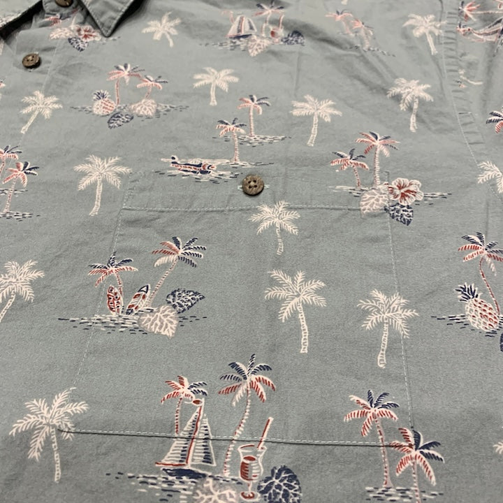 ノーブランド 古着 半袖シャツ アロハシャツ ライトグリーン XXL