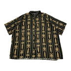 ピューリタン Puritan 半袖シャツ アロハシャツ ブラック 黒 総柄 メンズ3XL