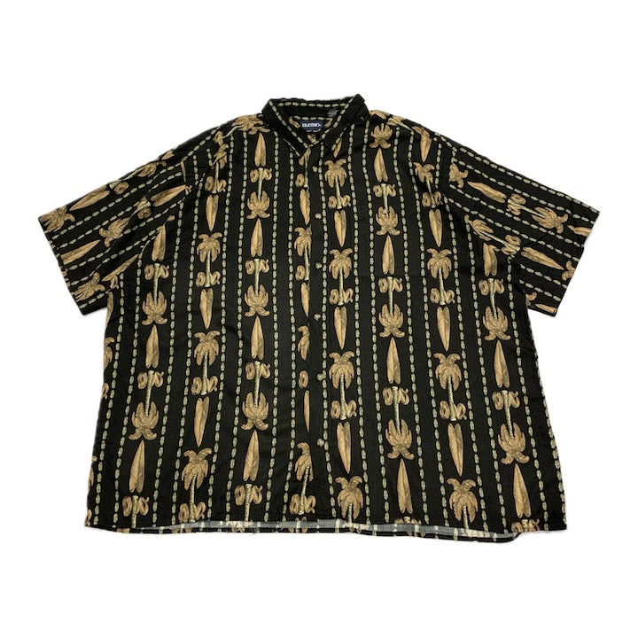 ピューリタン Puritan 半袖シャツ アロハシャツ ブラック 黒 総柄 メンズ3XL