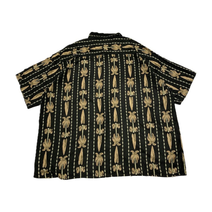 ピューリタン Puritan 半袖シャツ アロハシャツ ブラック 黒 総柄 メンズ3XL
