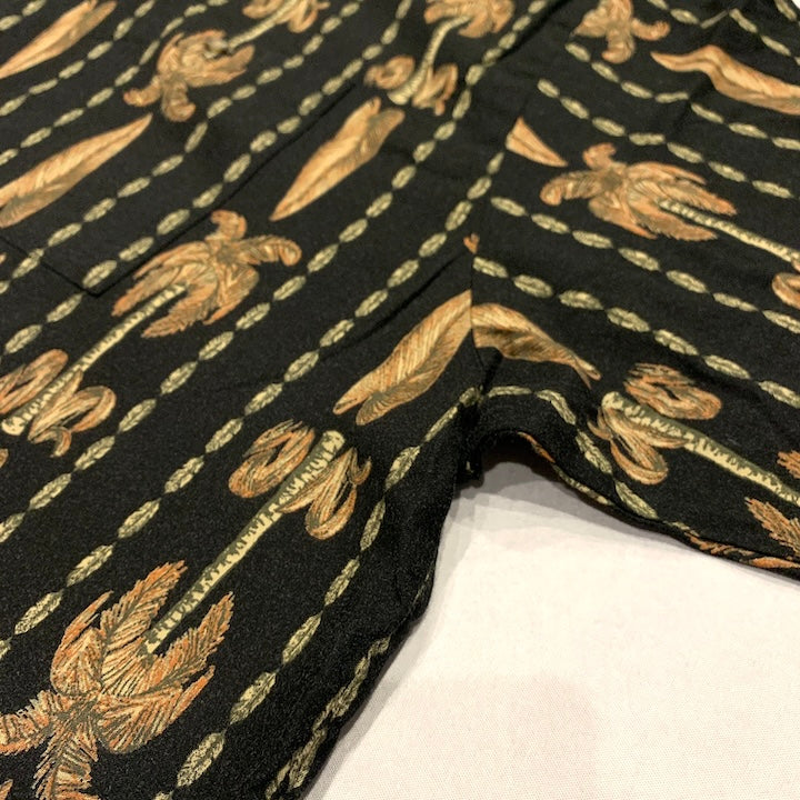 ピューリタン Puritan 半袖シャツ アロハシャツ ブラック 黒 総柄 メンズ3XL