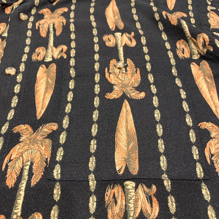 ピューリタン Puritan 半袖シャツ アロハシャツ ブラック 黒 総柄 メンズ3XL