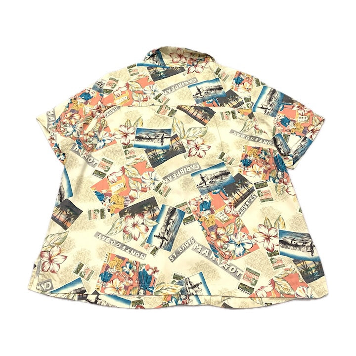 カリビアンジョー 古着 半袖シャツ アロハシャツ ホワイト XXL