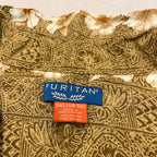ピューリタン Puritan 半袖シャツ アロハシャツ ブラウン 茶 総柄 メンズ3XL
