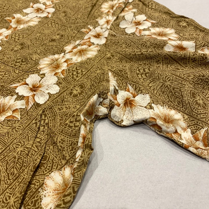 ピューリタン Puritan 半袖シャツ アロハシャツ ブラウン 茶 総柄 メンズ3XL