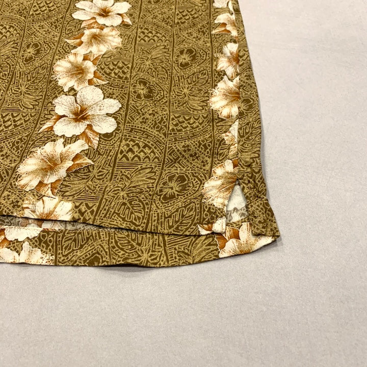 ピューリタン Puritan 半袖シャツ アロハシャツ ブラウン 茶 総柄 メンズ3XL