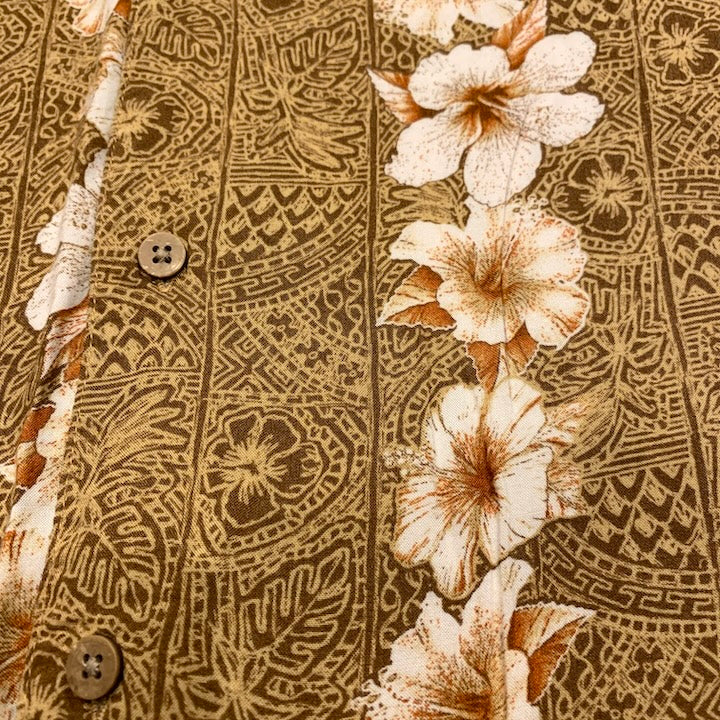 ピューリタン Puritan 半袖シャツ アロハシャツ ブラウン 茶 総柄 メンズ3XL