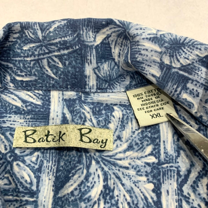 バティックベイ Batik Bay 半袖シャツ アロハシャツ ブルー 総柄 メンズXXL