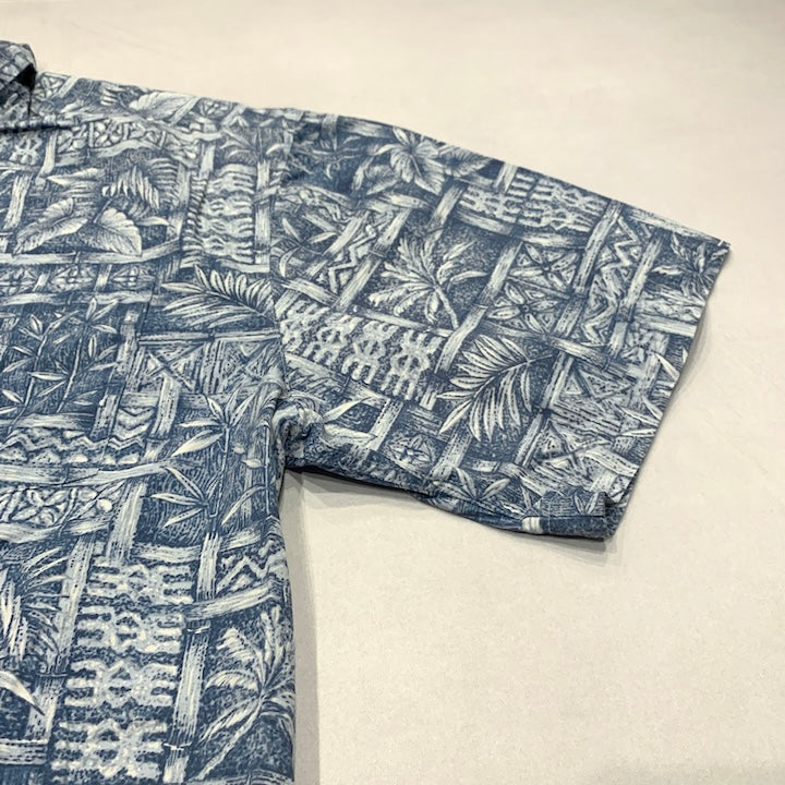 バティックベイ Batik Bay 半袖シャツ アロハシャツ ブルー 総柄 メンズXXL