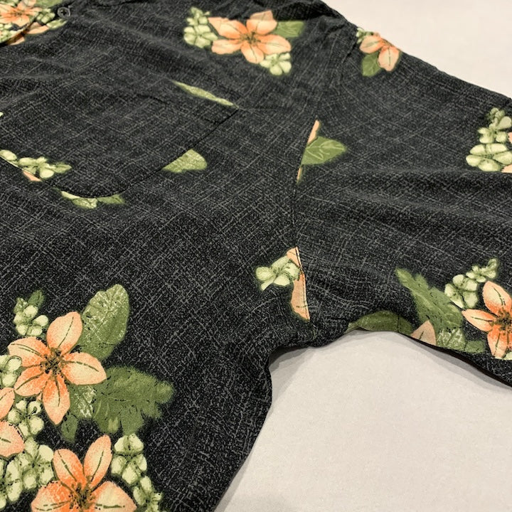 ピューリタン Puritan 半袖シャツ アロハシャツ ブラック 黒 総柄 メンズ3XL