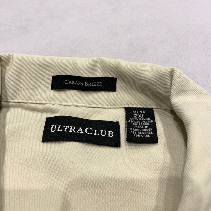 ウルトラクラブ UltraClub 半袖シャツ 企業ロゴ ベージュ メンズXXL