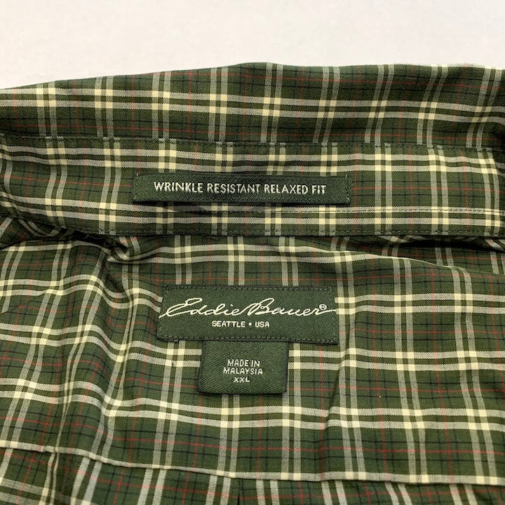エディーバウアー 古着 長袖シャツ チェック グリーン XXL