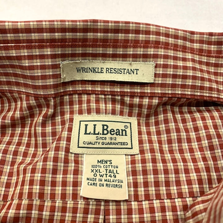 エルエルビーン L.L.Bean 長袖シャツ チェック リンクルレジスタント メンズXXL