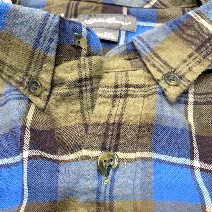 エディーバウアー Eddie Bauer 長袖シャツ チェック ブルー メンズXXL
