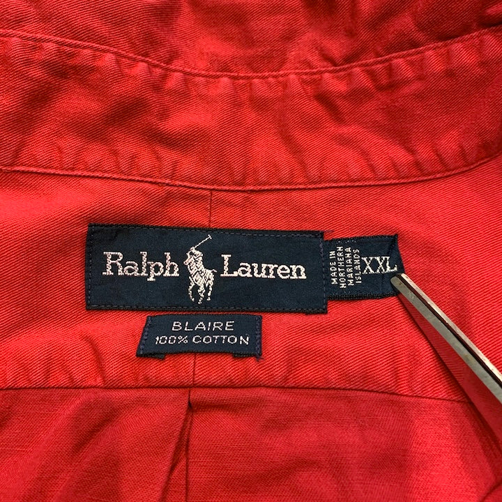 ラルフローレン Ralph Lauren 長袖シャツ 刺繍ロゴ レッド メンズXXL