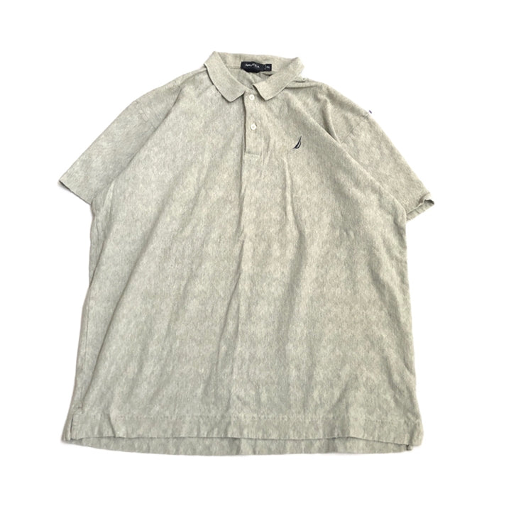 ノーティカ 古着 半袖ポロシャツ 刺繍ロゴ グレー 2XL