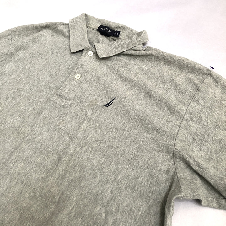 ノーティカ NAUTICA 半袖ポロシャツ 刺繍ロゴ グレー メンズ2XL