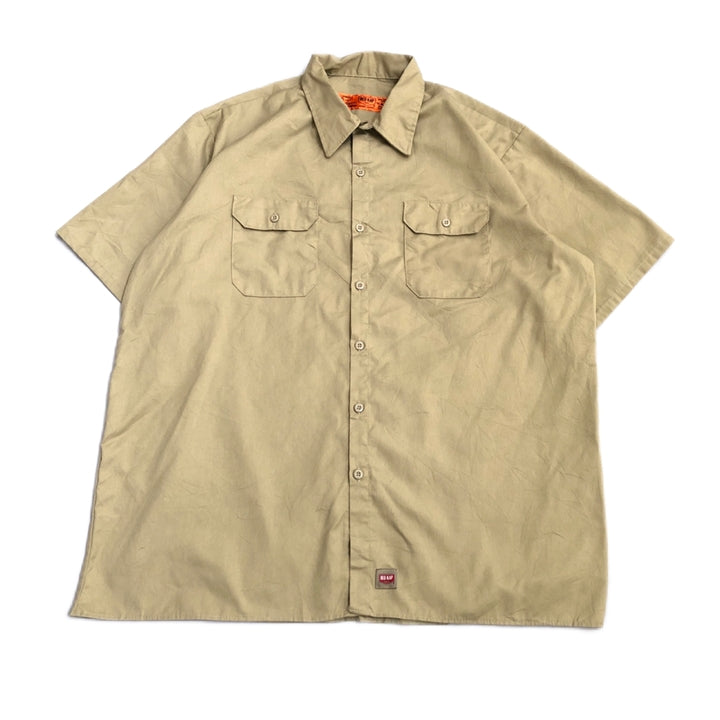 レッドキャップ 古着 半袖シャツ ワークシャツ ベージュ 2XL
