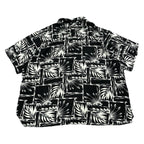 ピューリタン Puritan 半袖シャツ アロハシャツ ブラック 黒 総柄 メンズ3XL