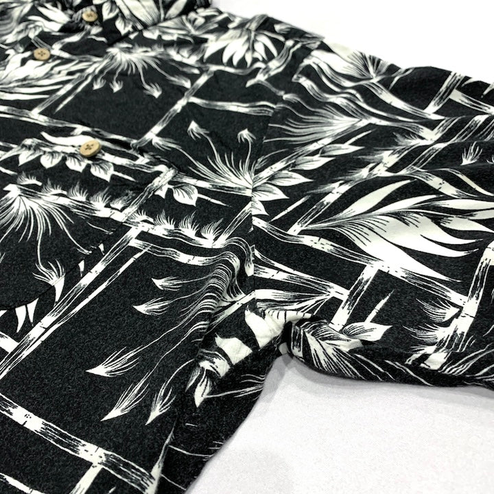 ピューリタン Puritan 半袖シャツ アロハシャツ ブラック 黒 総柄 メンズ3XL