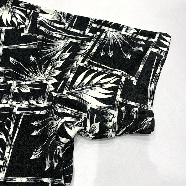 ピューリタン Puritan 半袖シャツ アロハシャツ ブラック 黒 総柄 メンズ3XL