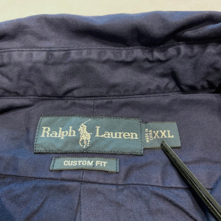 ラルフローレン Ralph Lauren 長袖シャツ ネイビー 刺繍ロゴ メンズXXL
