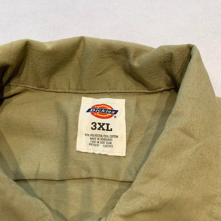 ディッキーズ Dickies 長袖シャツ ワークシャツ ベージュ メンズ3XL