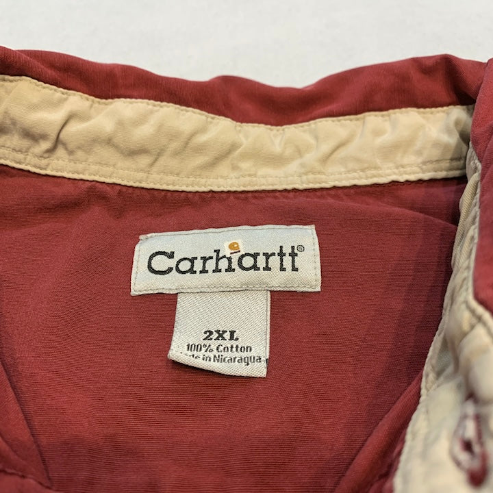 カーハート Carhartt 長袖シャツ 刺繍ロゴ えんじ メンズXL