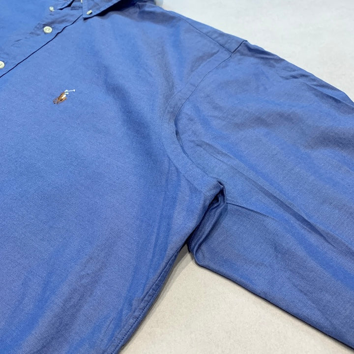 ラルフローレン Ralph Lauren 長袖シャツ 刺繍ロゴ ブルー メンズXL