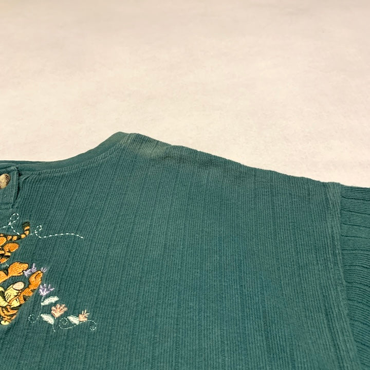 ディズニー Disney ニット セーター キャラクター刺繍 プーさん グリーン メンズ2XL