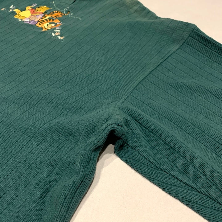 ディズニー Disney ニット セーター キャラクター刺繍 プーさん グリーン メンズ2XL