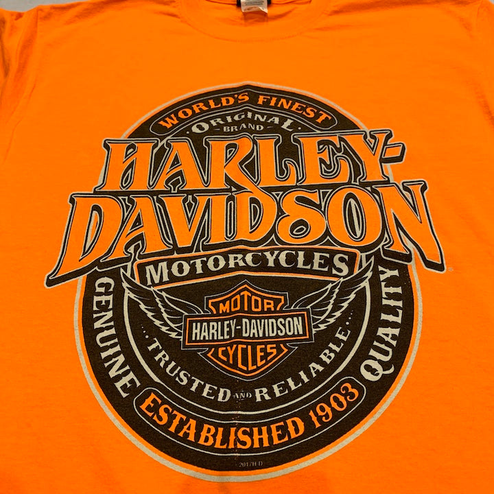 ハーレーダビッドソン Harley-Davidson Tシャツ ブラックヒルズ 橙 メンズM